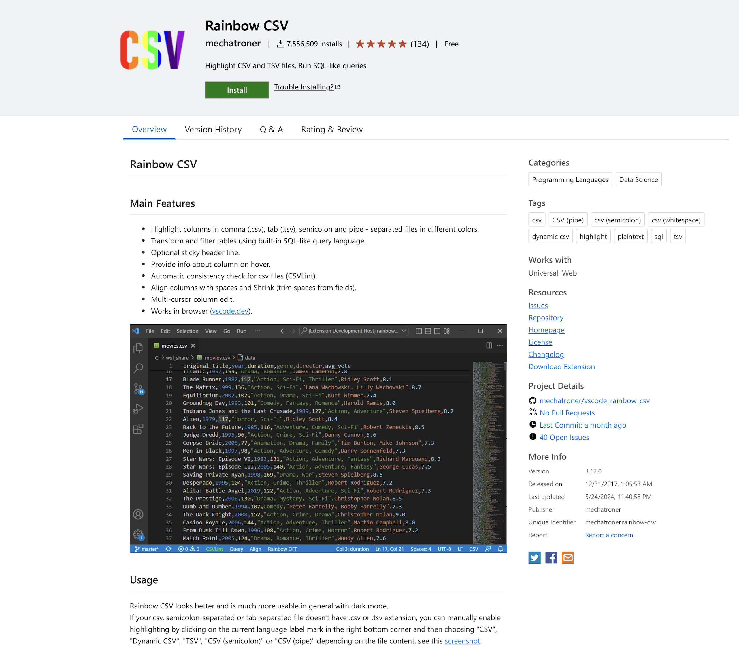 rainbow-csv